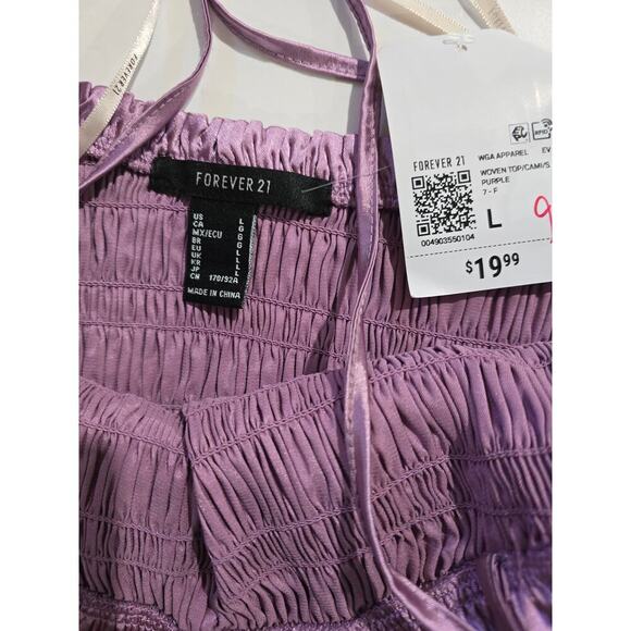 Forever 21 women's Smocked Satin Cropped Cami tank top large - Picture 5 of 8